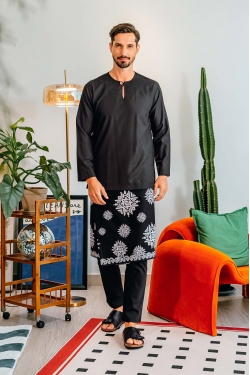 TUSCA MEN | Leon Long Sleeves Classic Kurta in Black